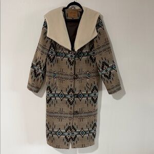 Women's Patterned Trench Coat with Cream Collar Powder River Outfitters